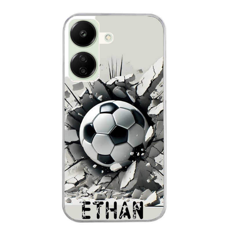 Coque taperso pour POCO C65 4G avec motif foot metal personnalisee protection antichoc personnalisée