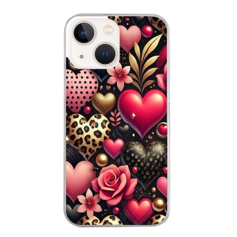 Coque taperso pour Iphone 15 et PRO PLUS PRO MAX avec motif coeur et leopard protection antichoc personnalisée