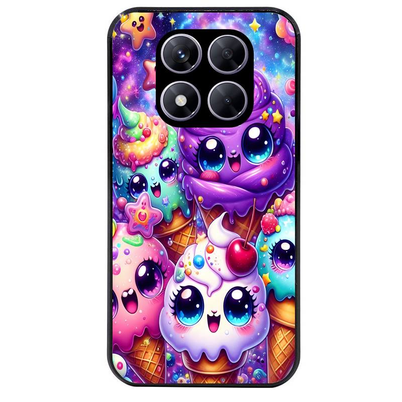 Coque noire taperso pour Redmi Note 14 et PRO PLUS 4G 5G avec motif anime ice cream kawaii protection antichoc personnalisée