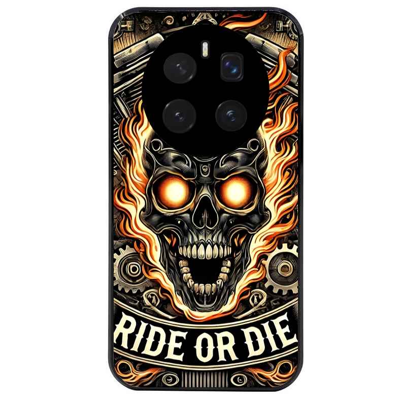 Coque noire taperso pour Magic 7 LITE et PRO avec motif tete de mort flamme protection antichoc personnalisée