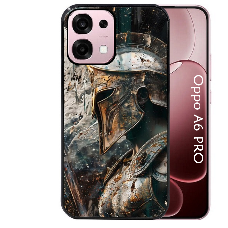 Coque noire taperso pour OPPO A6 PRO 4G et 5G avec motif spartan guerrier protection antichoc personnalisée