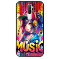 Coque noire taperso pour OPPO A5 A9 2020 avec motif anime manga et music protection antichoc personnalisée