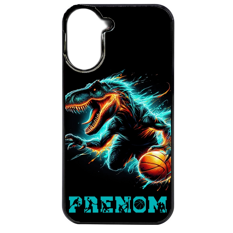 Coque noire taperso pour POCO C71 4G avec motif basket et dino personnalisee protection antichoc personnalisée