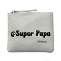 Porte monnaie personnalisé papa super ivoire en feutrine en feutrine ivoire