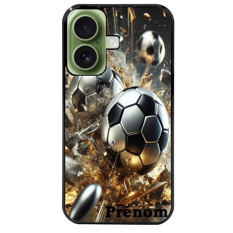 Coque noire taperso pour Iphone 17 17E AIR MAX PRO avec motif foot metal personnalisee protection antichoc personnalisée