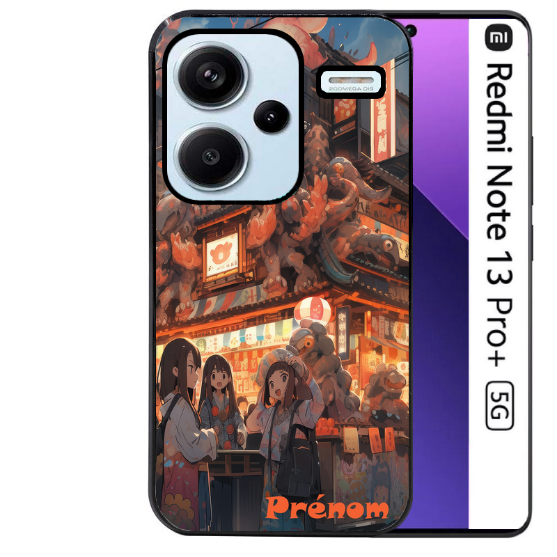Coque noire taperso pour Redmi Note 13 PRO PLUS 5G avec motif anime street japan personnalise protection antichoc personnalisée