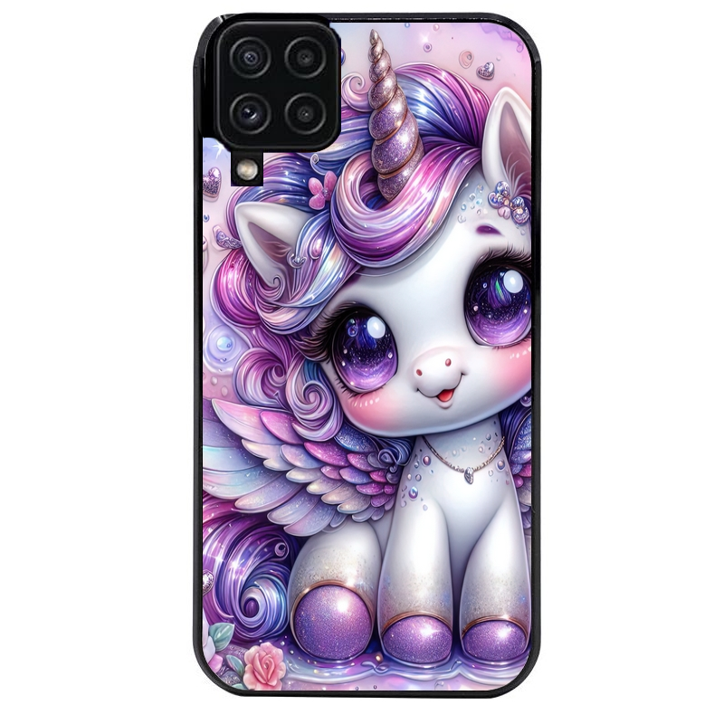 Coque noire taperso pour galaxy A22 A32 A52 A52S 4G 5G  avec motif licorne violette protection antichoc personnalisée