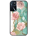 Coque noire taperso pour OPPO A16 et A16S avec motif marbre fleur turquoise protection antichoc personnalisée
