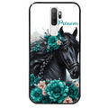 Coque noire taperso pour OPPO A5 A9 2020 avec motif cheval et fleurs personnalisee protection antichoc personnalisée