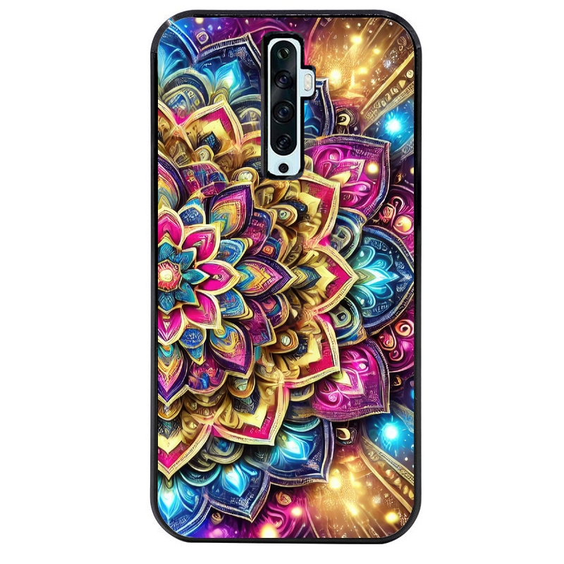 Coque noire taperso pour OPPO Reno 2 et 2Z avec motif mandala 2 protection antichoc personnalisée