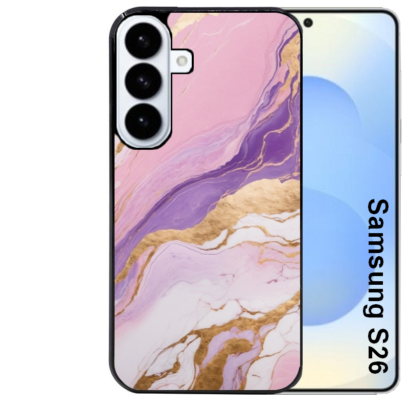 Coque noire taperso pour galaxy S26 et PLUS ULTRA FE avec motif marbre violet protection antichoc personnalisée