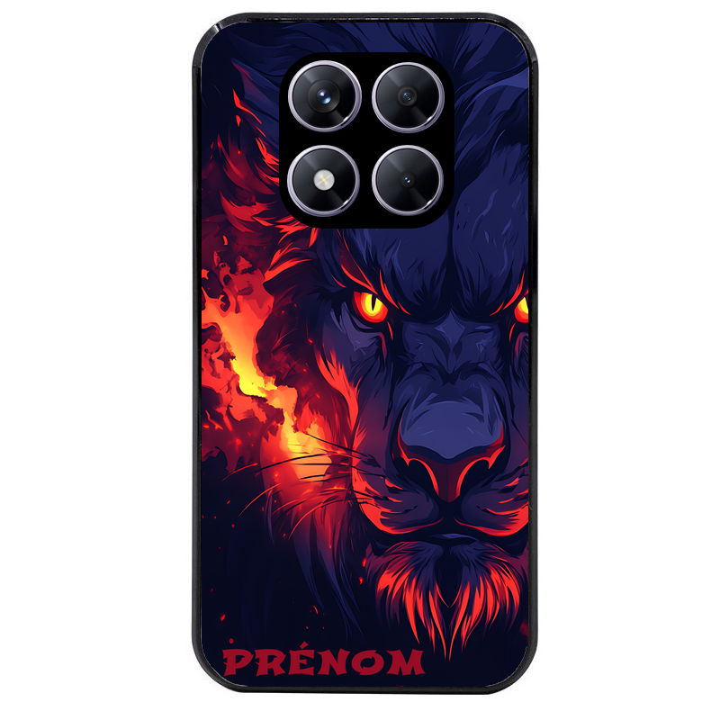 Coque noire taperso pour Redmi Note 14 et PRO PLUS 4G 5G avec motif lion anime protection antichoc personnalisée