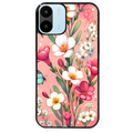 Coque noire taperso pour Redmi A1 et A2 avec motif fleur rose protection antichoc personnalisée