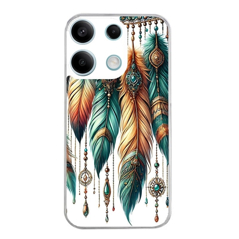 Coque taperso pour POCO M6 PRO 4G avec motif plumes et bijoux protection antichoc personnalisée