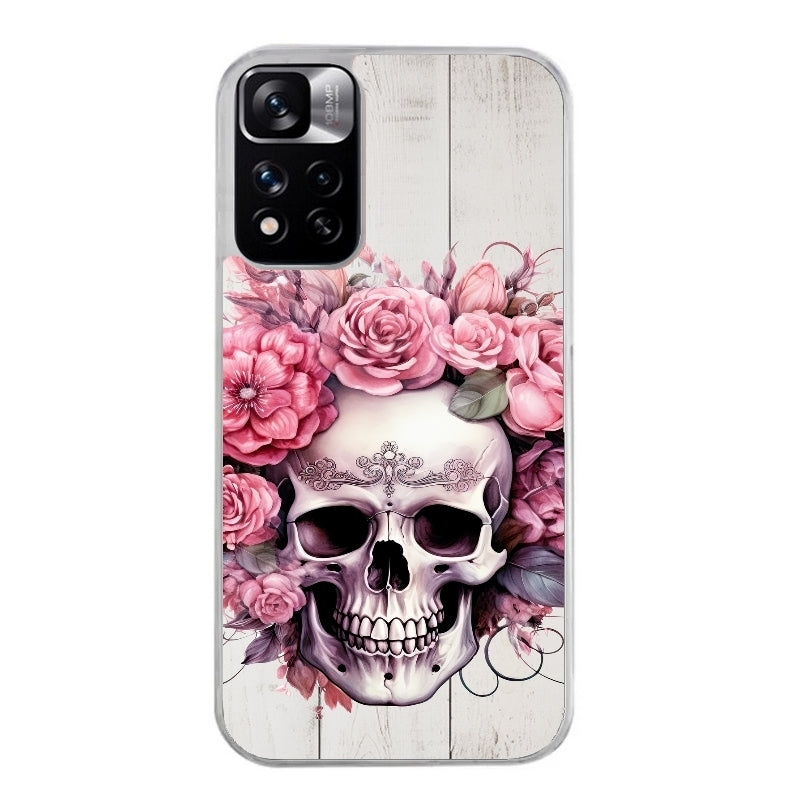 Coque taperso pour Redmi Note 11 4G PRO 5G 11S avec motif tete de mort floral protection antichoc personnalisée