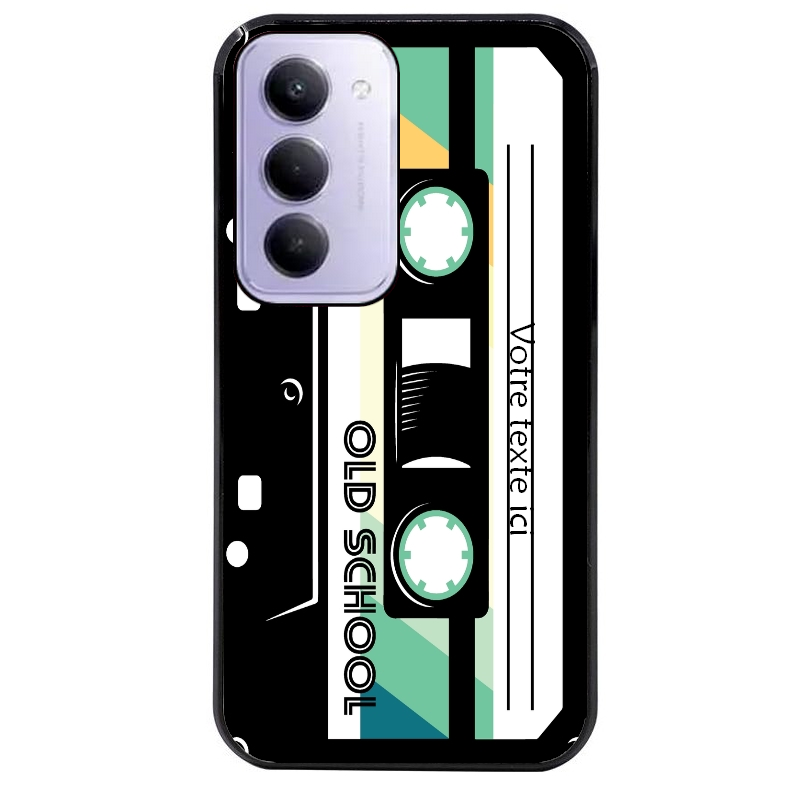 Coque noire taperso pour Redmi 15 4G et 5G personnalisable avec motif cassette vintage protection antichoc personnalisée