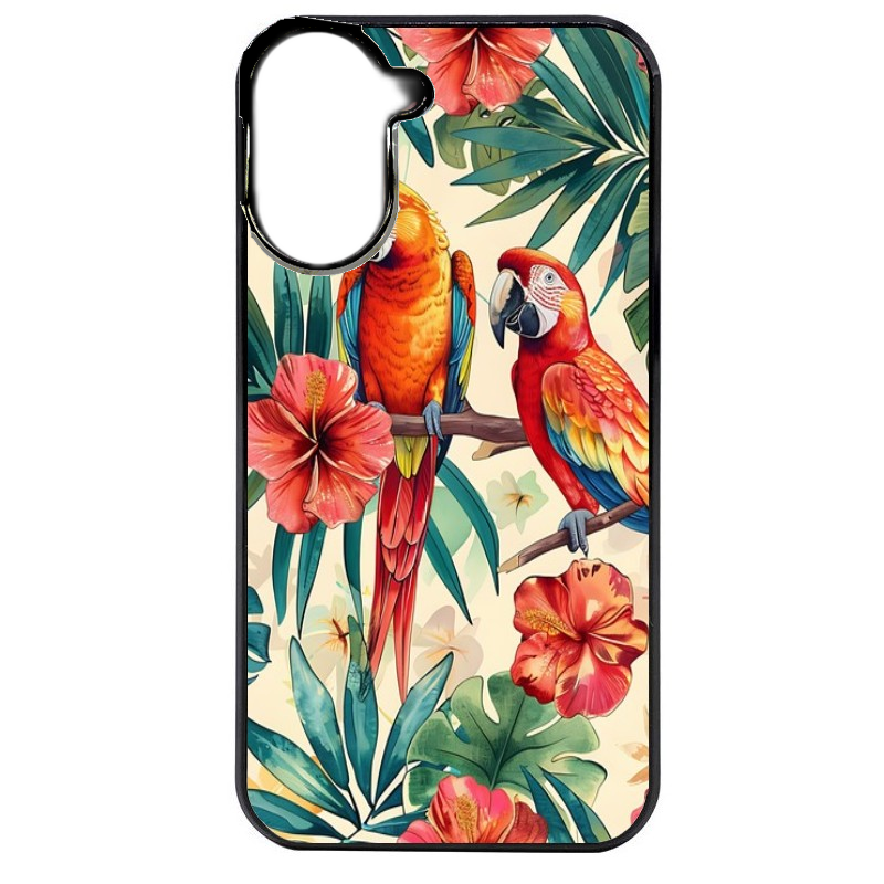 Coque noire taperso pour POCO C71 4G avec motif perroquet et fleurs protection antichoc personnalisée