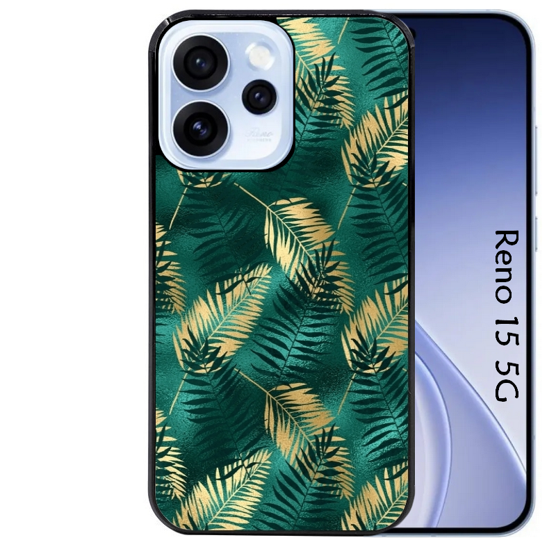 Coque noire taperso pour OPPO Reno 15 et F FS 5G avec motif palmier vert protection antichoc personnalisée