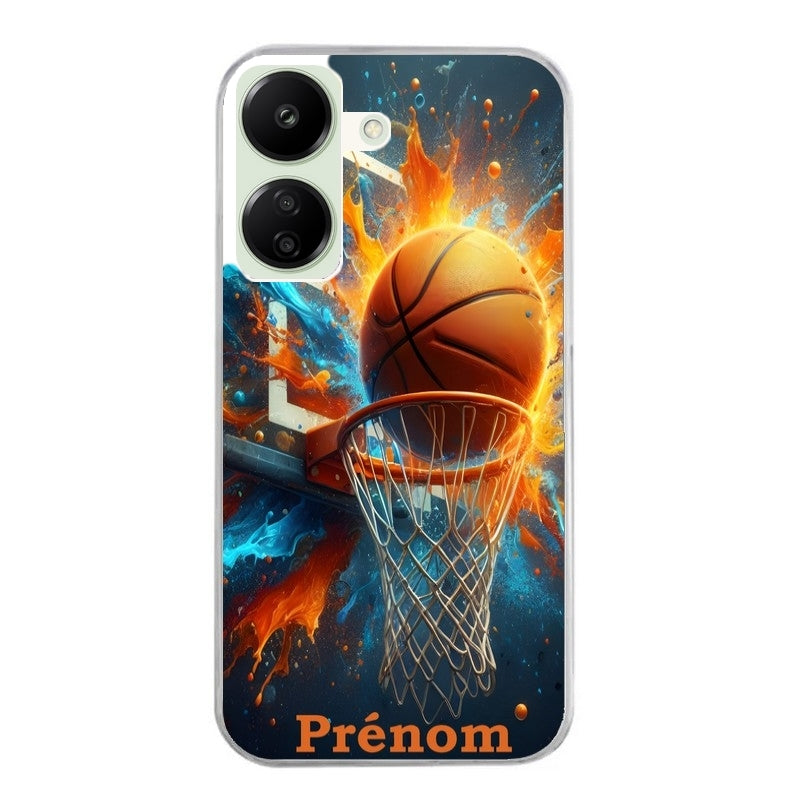 Coque taperso pour POCO C65 4G avec motif basket ball color personnalise protection antichoc personnalisée