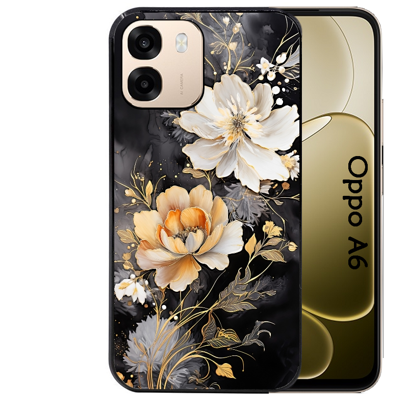 Coque noire taperso pour OPPO A6 A6X 4G et 5G avec motif fleur blanche protection antichoc personnalisée