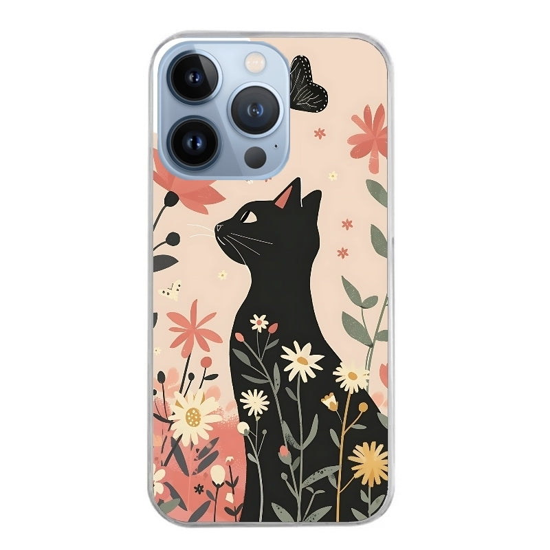 Coque taperso pour Iphone 13 et PRO MINI PRO MAX avec motif chat papillon 1 protection antichoc personnalisée