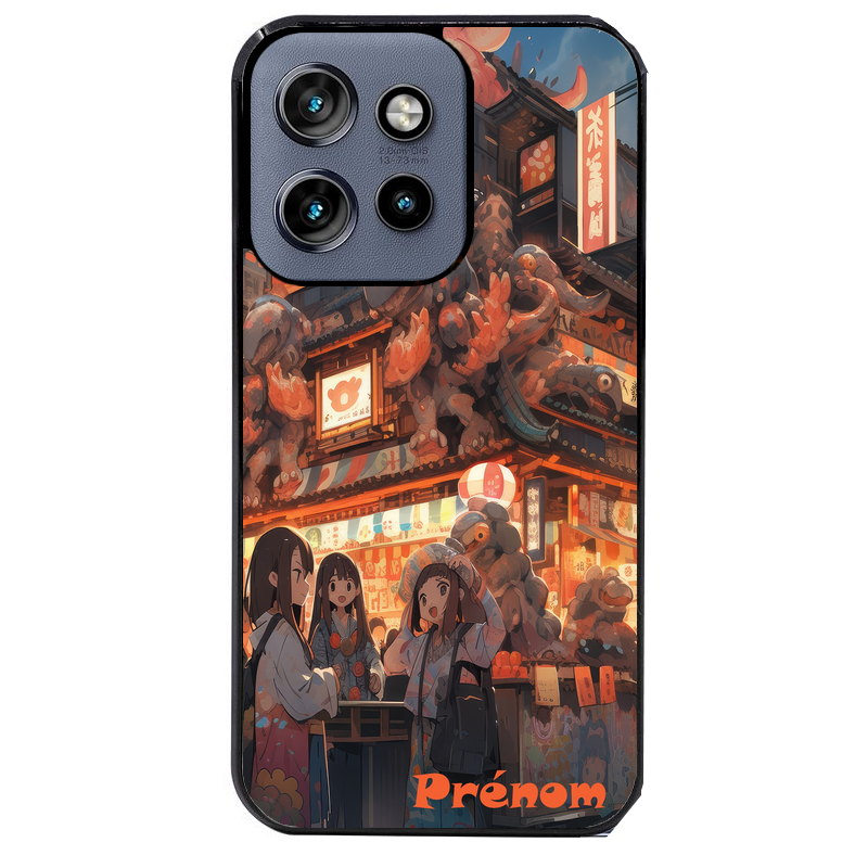 Coque noire taperso pour Moto Edge 60 et Neo Fusion Pro avec motif anime street japan personnalise protection antichoc personnalisée