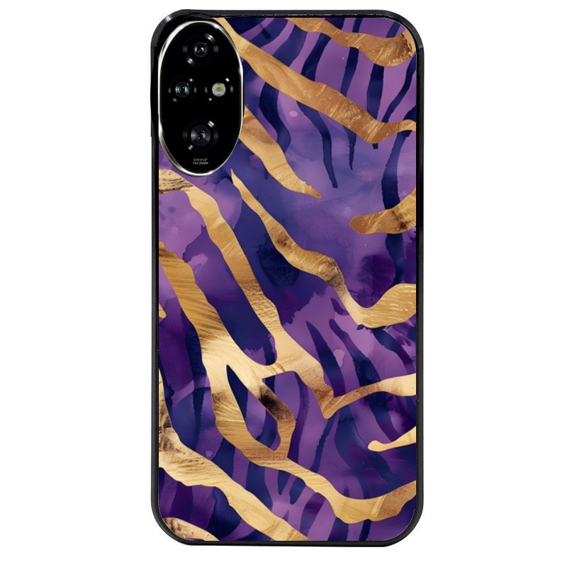 Coque noire taperso pour Honor 200 et Lite Pro Smart avec motif zebre violet protection antichoc personnalisée