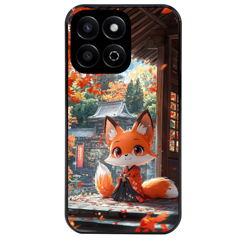 Coque noire taperso pour Honor 70 LITE 90 et LITE avec motif renard et fox anime protection antichoc personnalisée