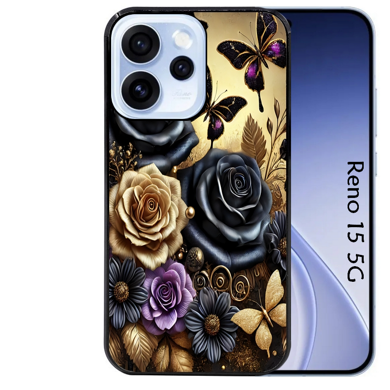 Coque noire taperso pour OPPO Reno 15 et F FS 5G avec motif papillon gothic protection antichoc personnalisée