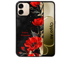 Coque noire taperso pour OPPO A6 A6X 4G et 5G avec motif fleur rouge avec prenom protection antichoc personnalisée