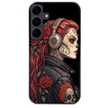 Coque noire taperso pour galaxy A06 A16 A26 A36 A56 avec motif tete de mort rock protection antichoc personnalisée