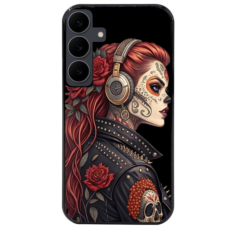 Coque noire taperso pour galaxy A06 A16 A26 A36 A56 avec motif tete de mort rock protection antichoc personnalisée