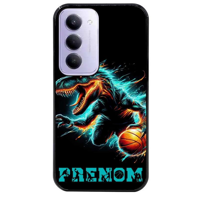 Coque noire taperso pour Redmi 15 4G et 5G avec motif basket et dino personnalisee protection antichoc personnalisée
