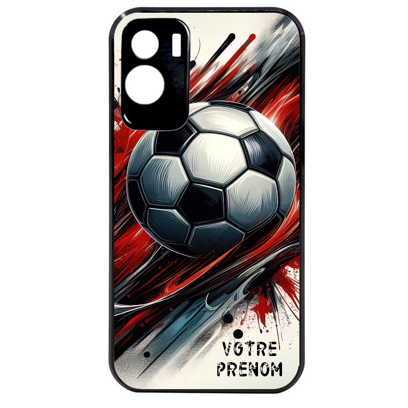 Coque noire taperso pour Honor 70 LITE 90 et LITE avec motif ballon foot avec prenom protection antichoc personnalisée