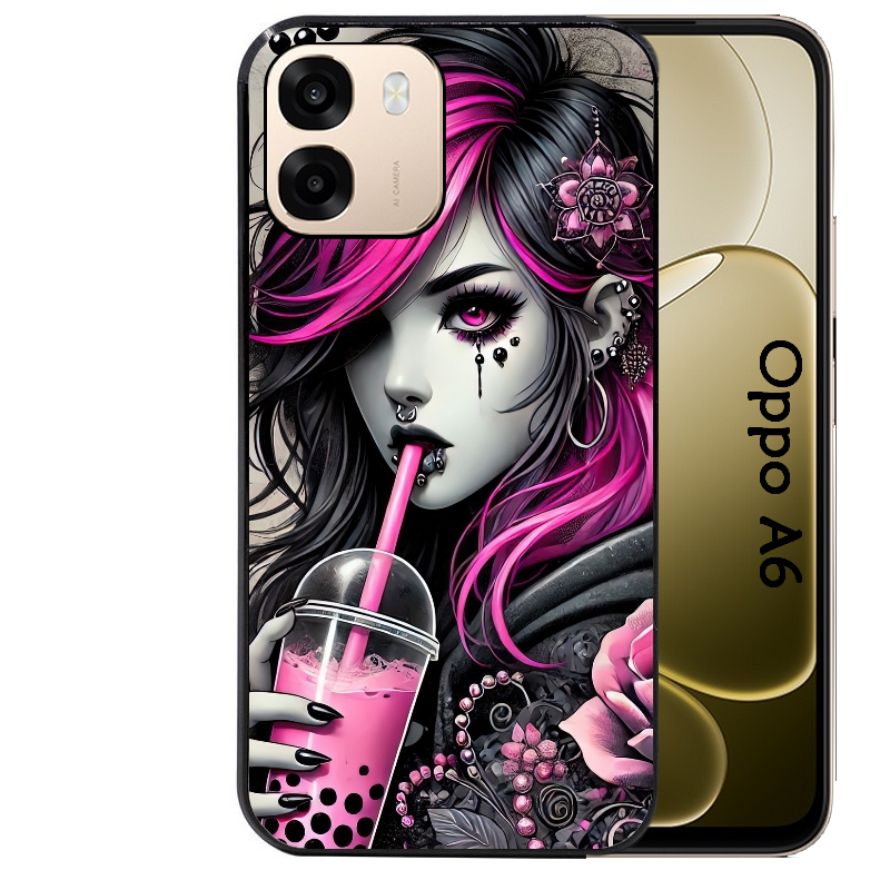 Coque noire taperso pour OPPO A6 A6X 4G et 5G avec motif anime et gothic boba protection antichoc personnalisée