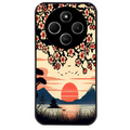 Coque noire taperso pour POCO C75 avec motif japan cerisier protection antichoc personnalisée