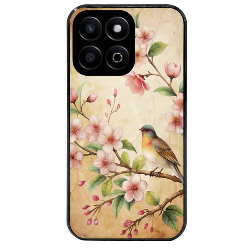 Coque noire taperso pour Honor 70 LITE 90 et LITE avec motif fleur et colibri protection antichoc personnalisée