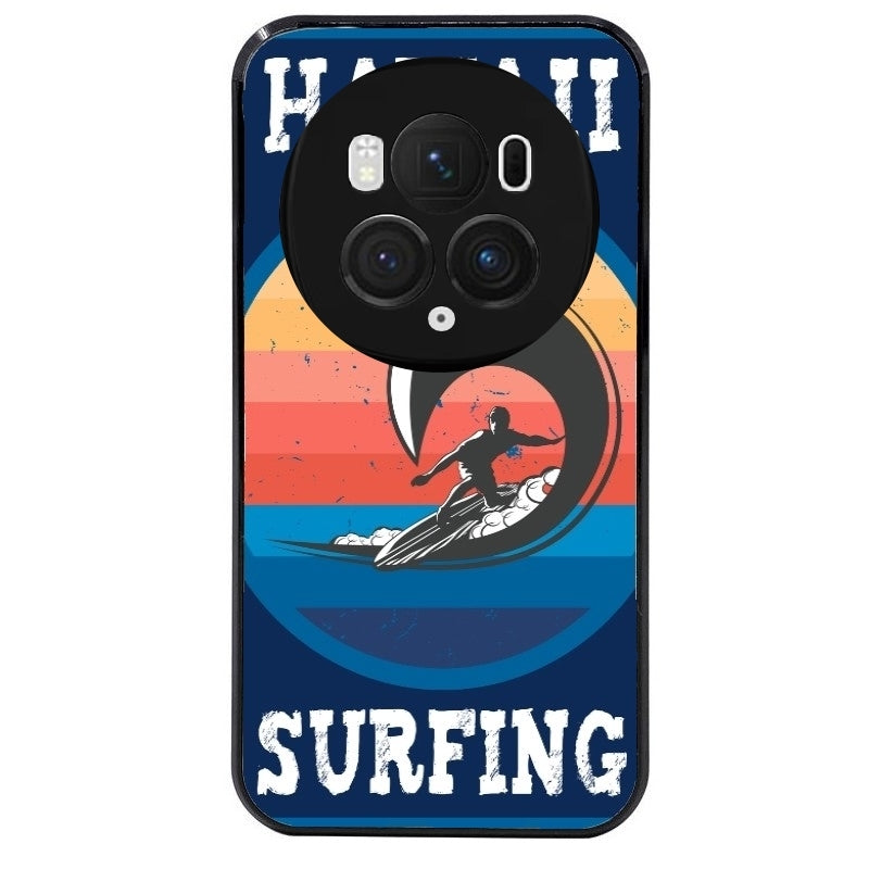 Coque noire taperso pour Magic 5 6 LITE et PRO avec motif hawaii et surf protection antichoc personnalisée