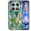 Coque noire taperso pour Redmi Note 15 et PRO PLUS 4G 5G avec motif paon plumes protection antichoc personnalisée