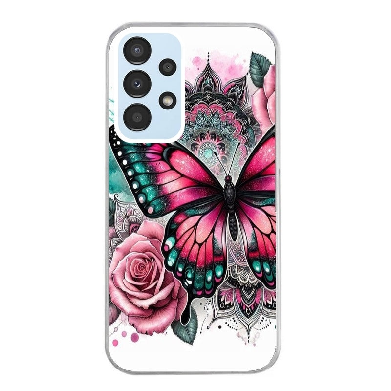Coque taperso pour Galaxy A13 4G et 5G A23 A53 avec motif papillon rose protection antichoc personnalisée