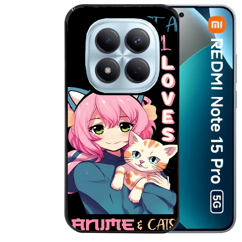 Coque noire taperso pour Redmi Note 15 et PRO PLUS 4G 5G avec motif anime et chat protection antichoc personnalisée