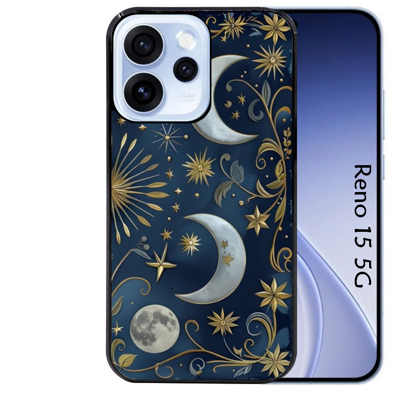 Coque noire taperso pour OPPO Reno 15 et F FS 5G avec motif lune et etoile protection antichoc personnalisée