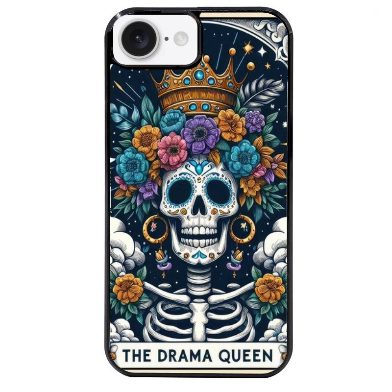Coque noire taperso pour Iphone 17 17E AIR MAX PRO avec motif tete de mort drama queen protection antichoc personnalisée