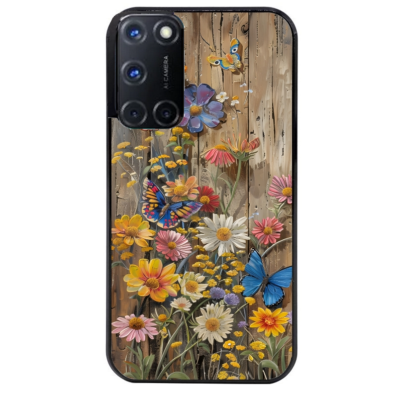 Coque noire taperso pour OPPO Reno 8 LITE avec motif bois et papillon 1 protection antichoc personnalisée