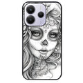 Coque noire taperso pour Redmi Note 14 et PRO PLUS 4G 5G avec motif mort calavera tatoo protection antichoc personnalisée