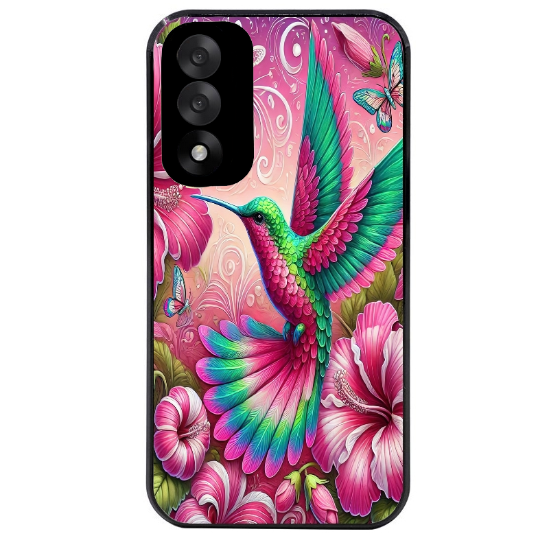 Coque noire taperso pour OnePlus Nord 5 avec motif colibri et fleurs protection antichoc personnalisée