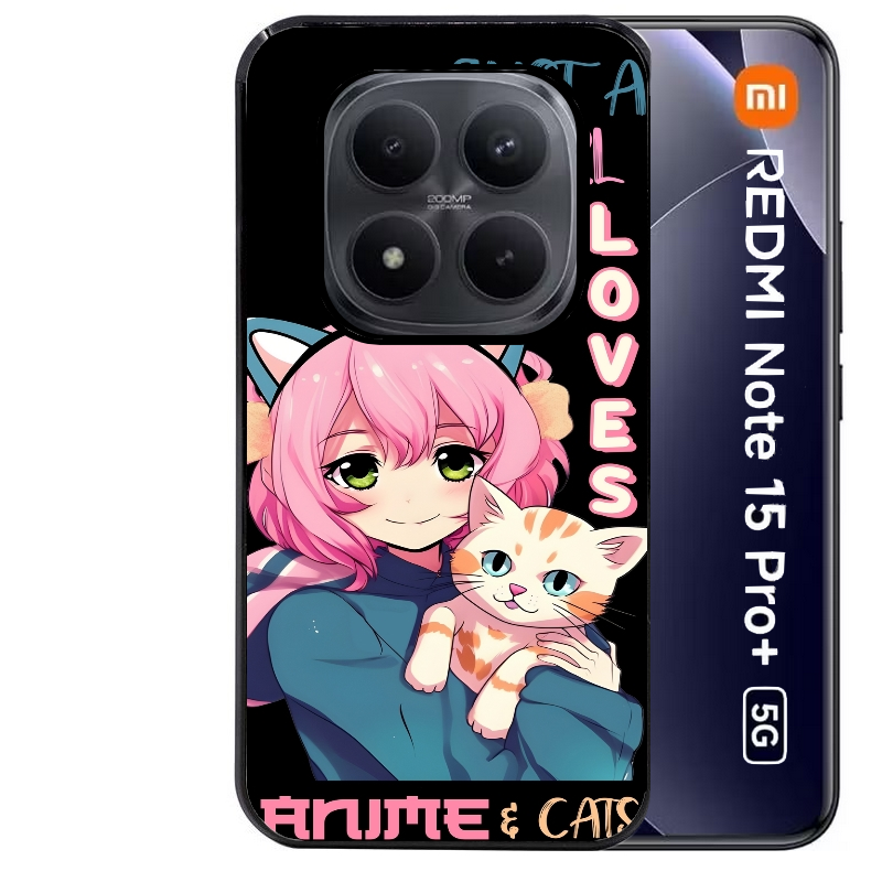 Coque noire taperso pour Redmi Note 15 et PRO PLUS 4G 5G avec motif anime et chat protection antichoc personnalisée