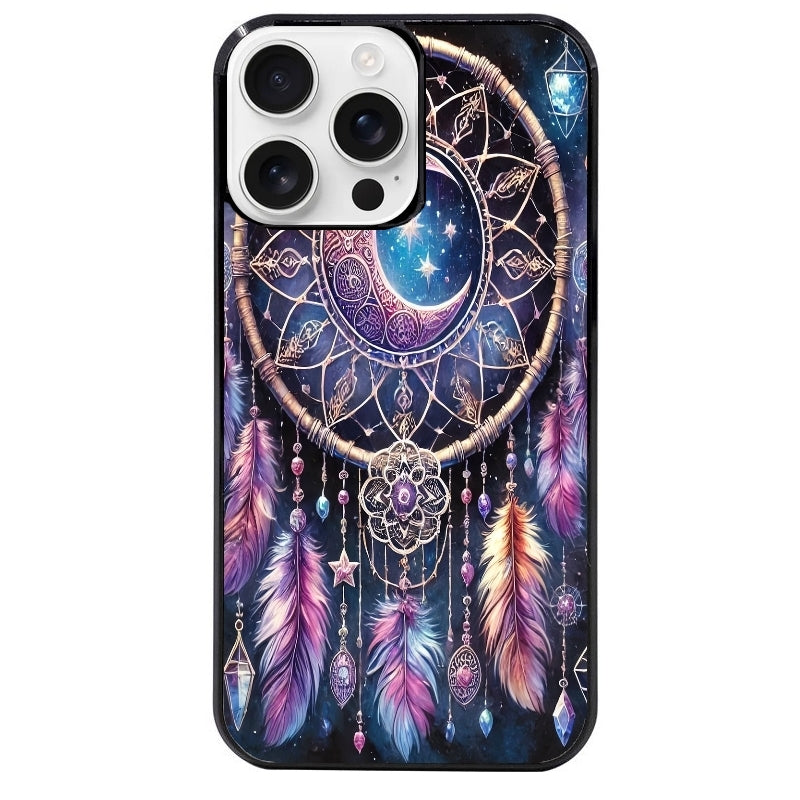 Coque noire taperso pour Iphone 16 16E PLUS MAX PRO avec motif dreamcatcher et lune protection antichoc personnalisée