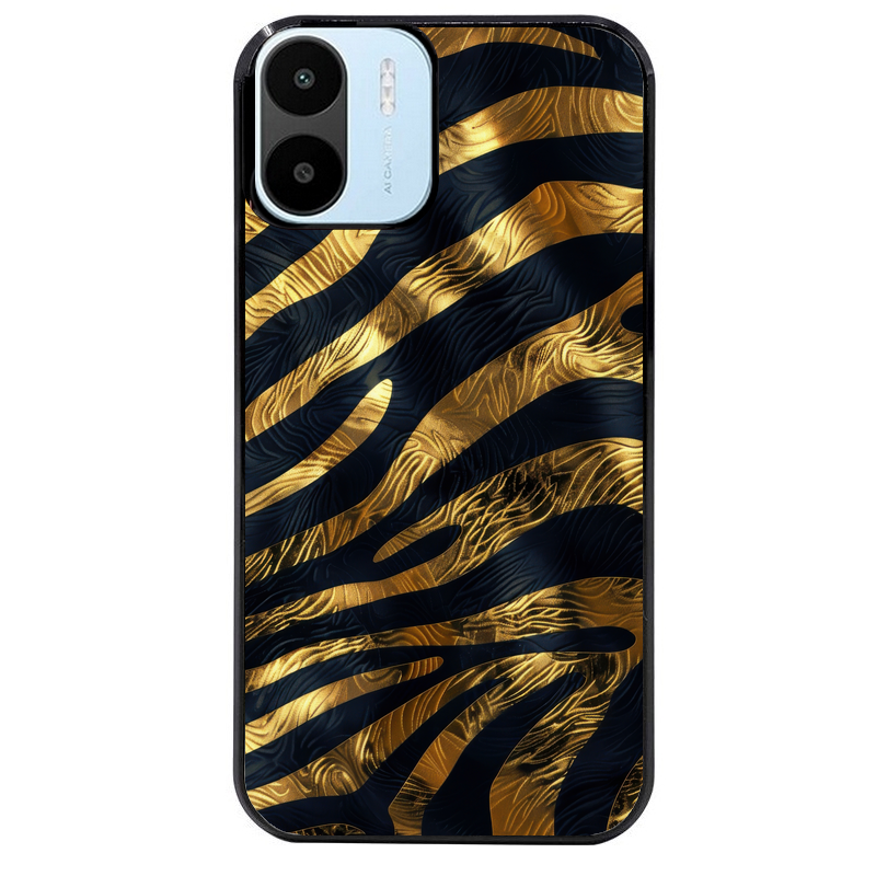 Coque noire taperso pour Redmi A1 et A2 avec motif zebre gold protection antichoc personnalisée