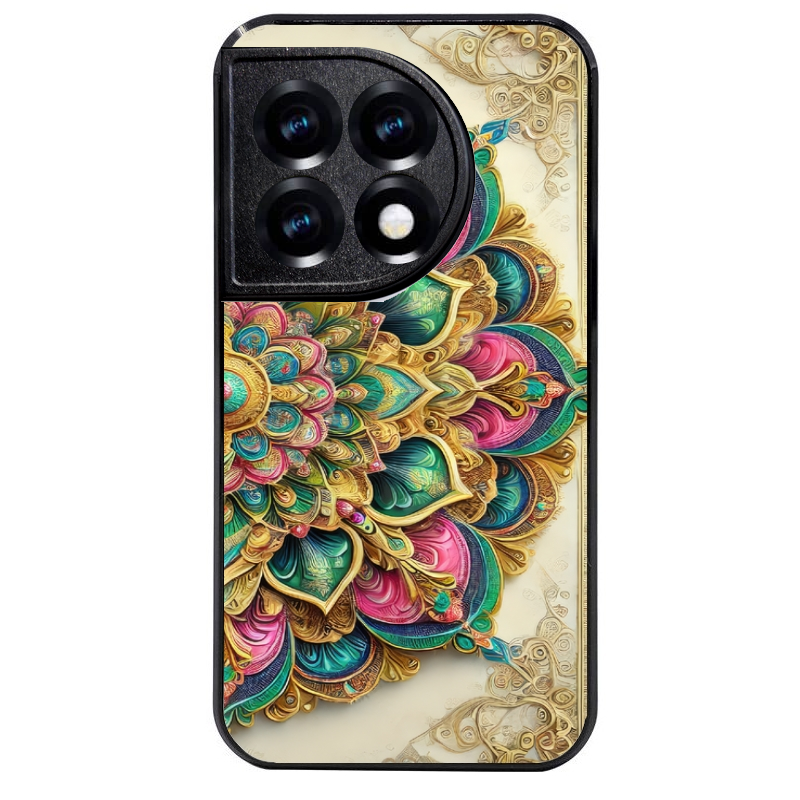 Coque noire taperso pour OnePlus 11 et 12 avec motif mandala 3 protection antichoc personnalisée